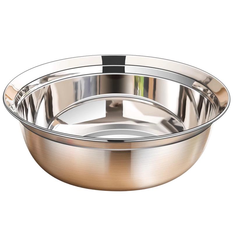 Food Grade 316 Stainless Steel Deep Round Bowl with Beveled Edge - Anti-overflow, Perfect for Soup and Rice