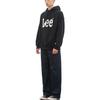 Letter Print Hooded Long Sleeve Pullover Sweatshirt Men sweatshirt Black LE2204HD02BK