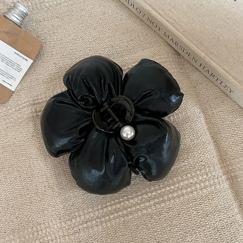 Pearl Sponge Puff Flower Hair Claw Korean Style Exaggerated Crab Clip Scrunchies Shark Clip  Daily