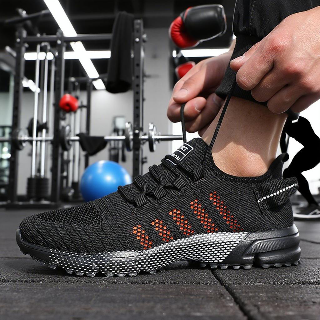 Sports Men's Shoes Summer New Large Size Fly-woven Breathable Mesh Shoes Men's Non-slip and Wear-resistant Casual Running Shoes Men