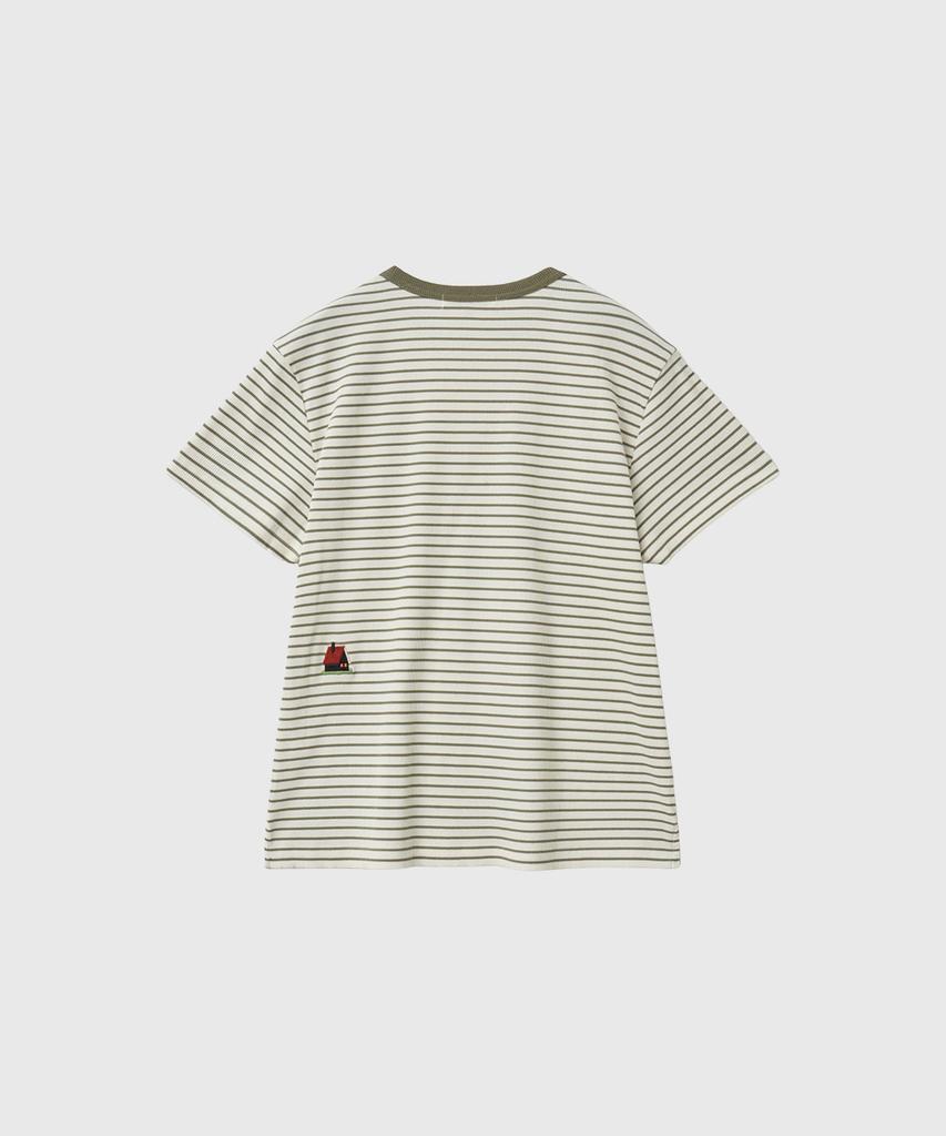 GENERALIDEA Man Minimal Embroidered Stripe Short Sleeve T-Shirt [Olive] / Gf1Mts006