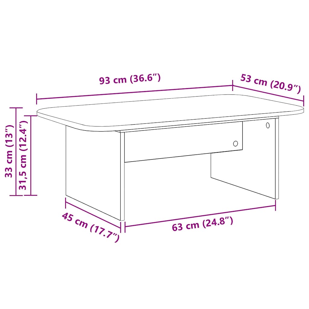 Artisan Oak Coffee Table 93 x 53 x 33 cm Engineered Wood