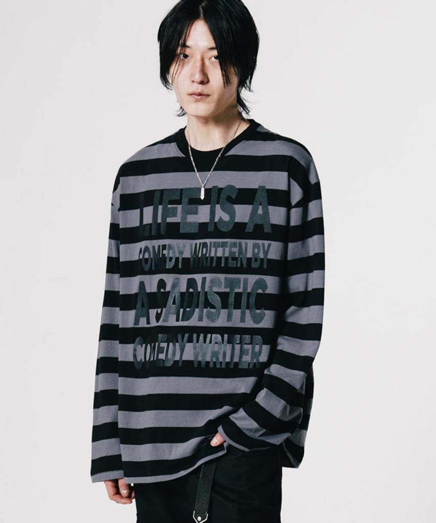 VASTIC Text Stripe Long Sleeve_Black/Charcoal