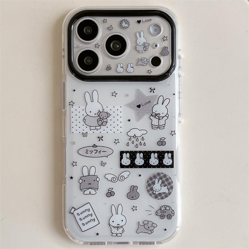 Милый мультяшный кролик Звездное небо Чехол для телефона для iPhone 16 15 14 13 17 Pro Max Стиль INS Мягкий силиконовый Ударопрочный Чехол Funda