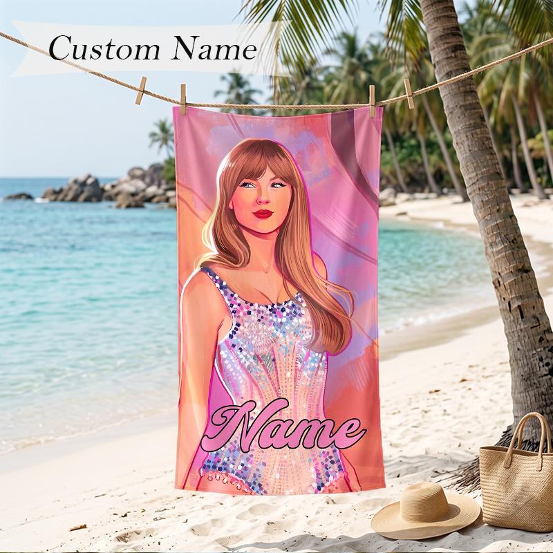 Taylor Custom Name Printed Beach Towel Personalized Soft Towel For Swimming Beach Travel
