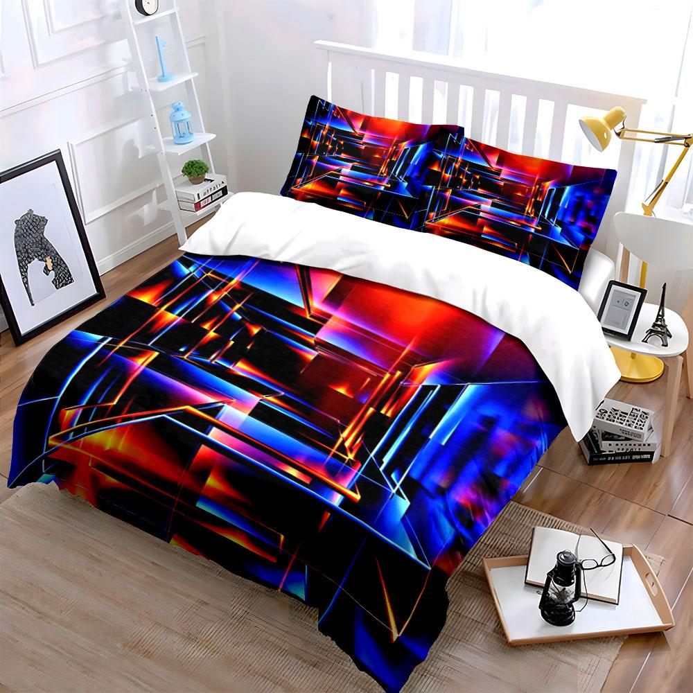Geometric neon light patterns. Bedding sets Duvet cover sets Duvet covers Pillowcases(1*Duvet Cover 2*Pillowcases without duvet insert)