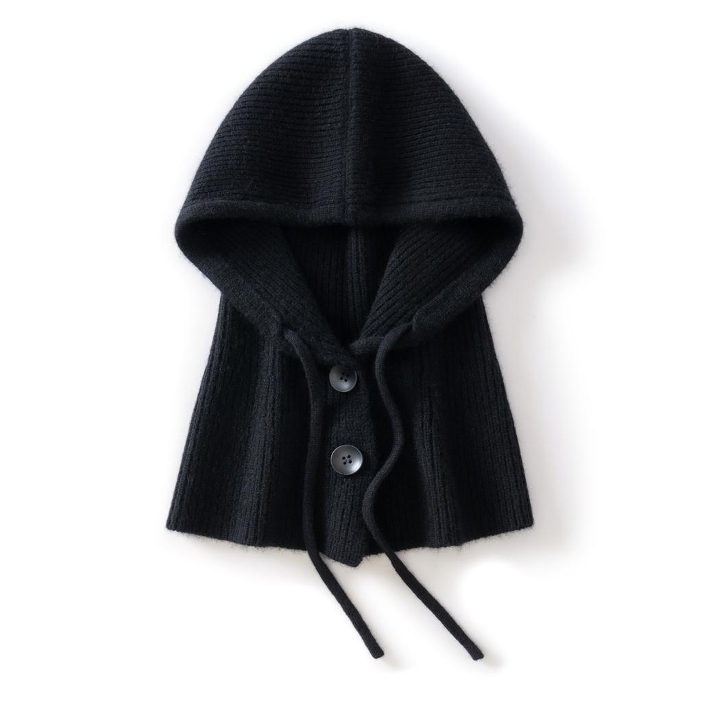 Women's Fashion Casual Knitted Scarf Hat Warm Windproof Winter Hooded Scarf Integrated Wool Ear Protector Pullover Hat