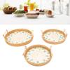 3 Pcs Rattan Tray Round Decorative Rattan Woven Serving Basket with Handles for Living Room