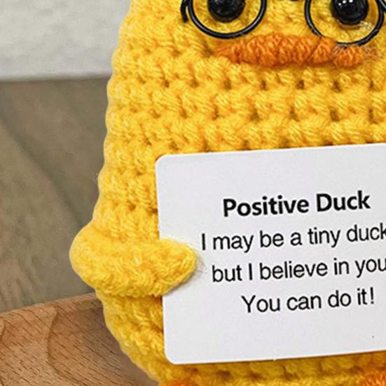 Позитивная вязаная крючком кукла-животное с вдохновляющей открыткой Эмоциональная поддержка Ручная работа Вязание Утка Цыпленок Пчела Украшение Орнамент Дети Взрослые Стресс
