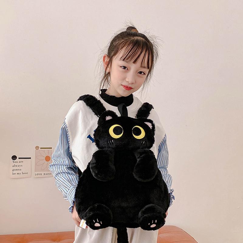 Кавайный плюшевый рюкзак в виде кошки, милый рюкзак большой вместимости с мягкими игрушками, мультяшный плюшевый рюкзак с кошкой, подарки на день рождения для детей