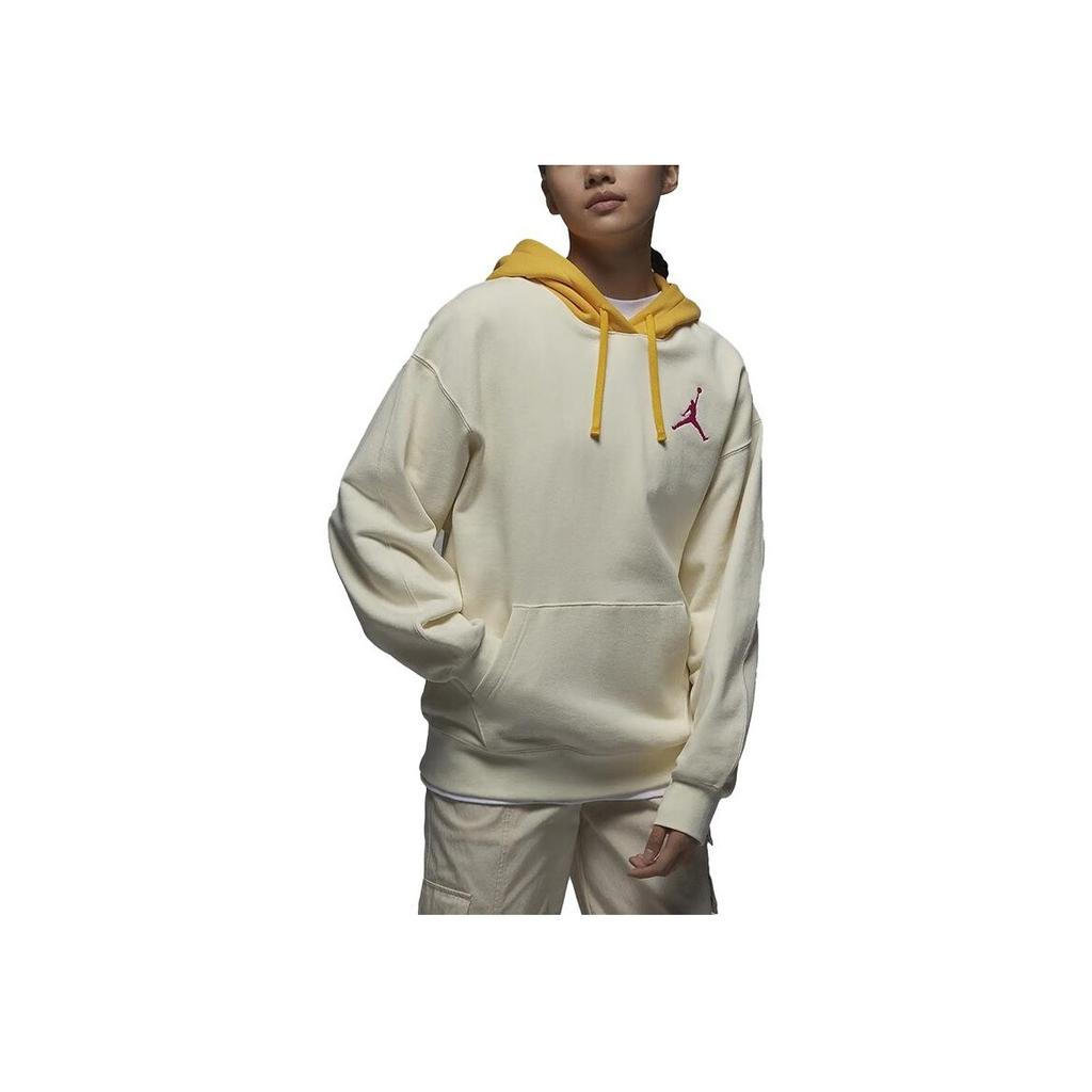Jordan Flight Color Block Hooded Pullover Long Sleeve Fleece American Sweatshirt Women Sweatshirt Off-White FB7657-113
