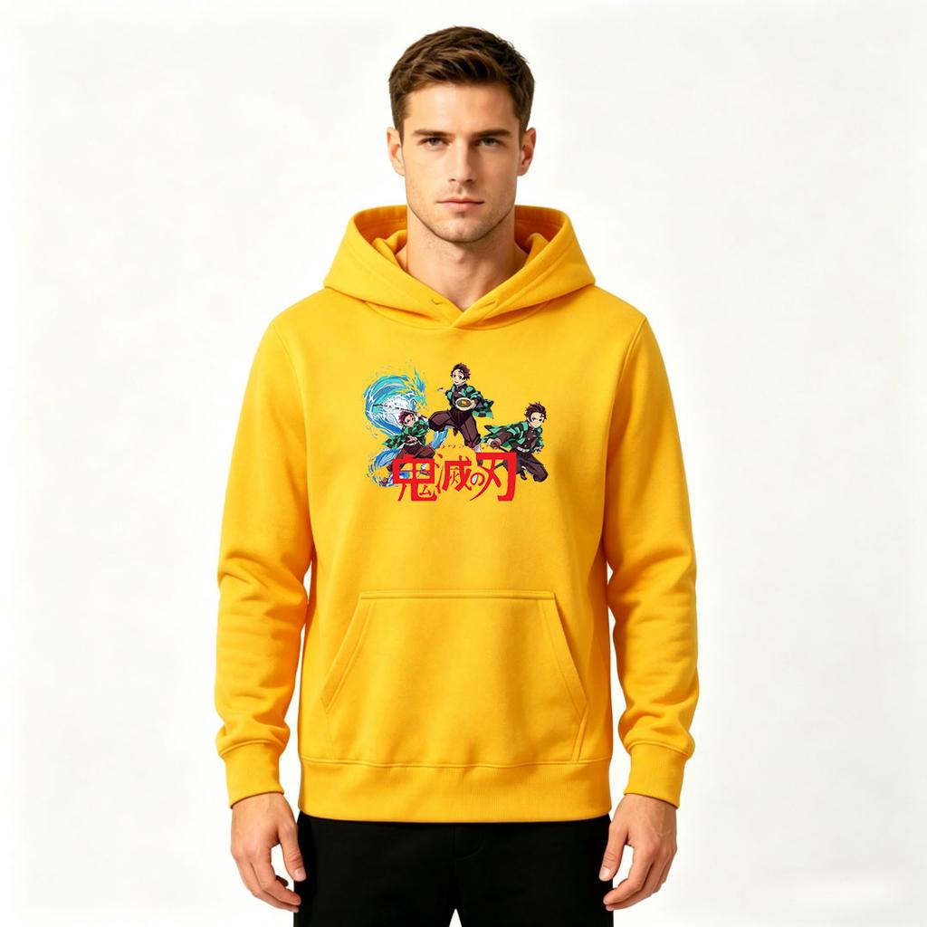 Men's Anime Printed Pullover Hoodie Casual Long Sleeve Sweatshirt for Daily Wear