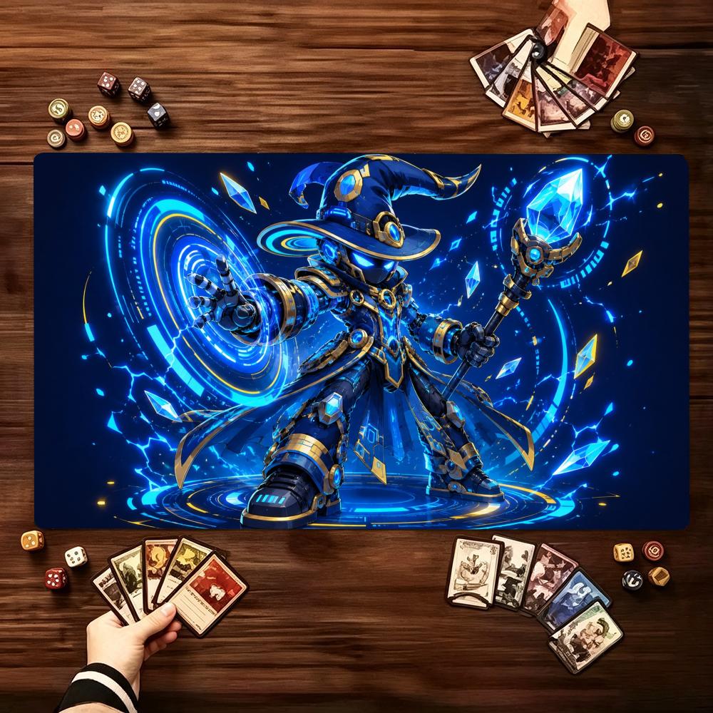 Vintage Celestial Wizard Pattern Large Game Playmat Non Slip Rubber Table Mat Stitched Edge For Card Game Laptop Gaming