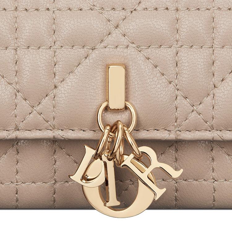 Мой подвеска Dior Miss Dior Светлое золото Клетка Кошелек из кожи ягненка Маленький размер Женский кошелек Розовый S0966ONMJ-M51U