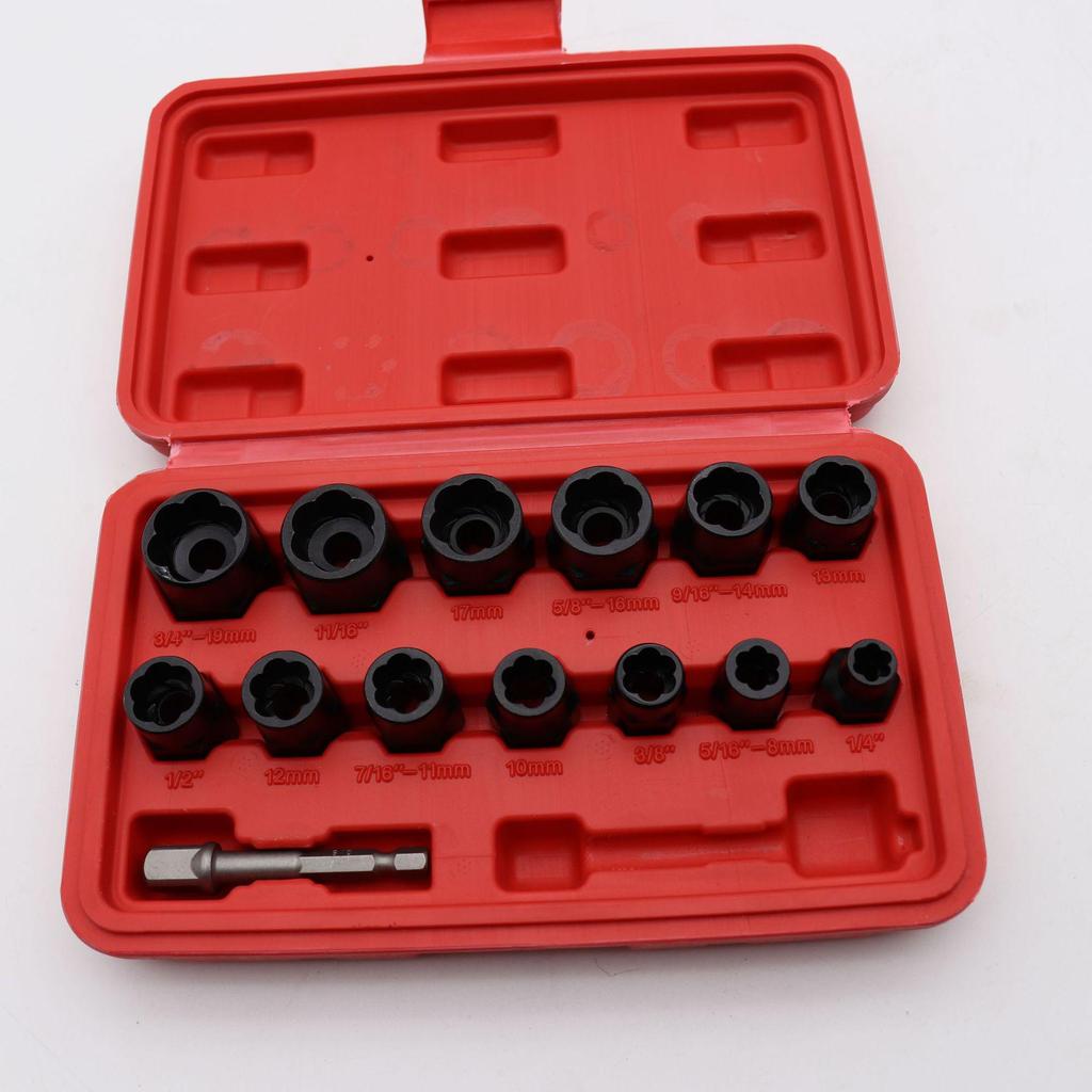 Набор из 14 экстракторов гаек и винтов для поврежденных и некомплектных крепежей