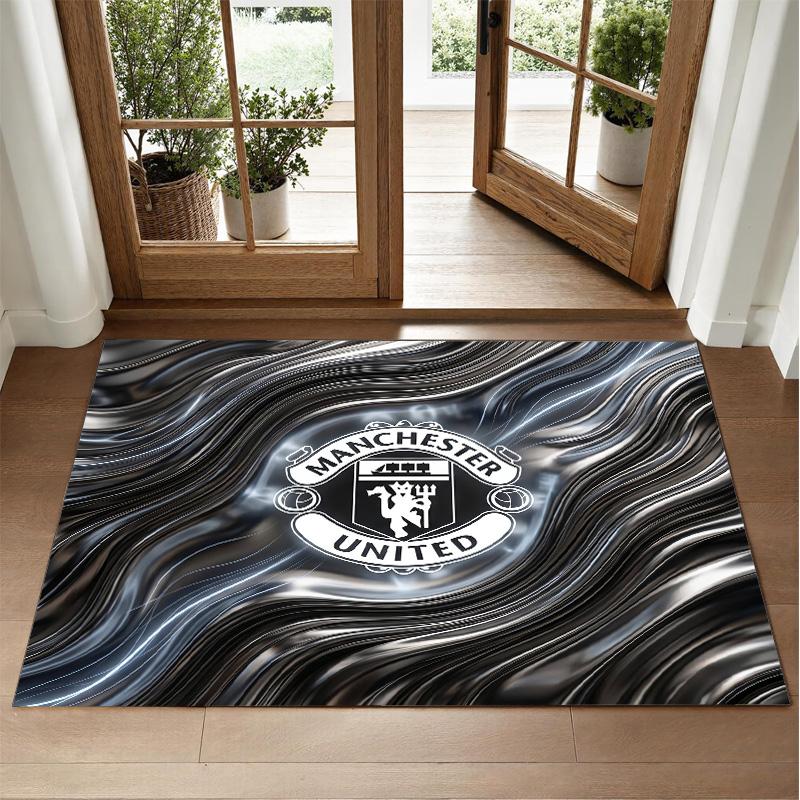 Manchester United Design Crystal Velvet Rug Soft Decorative Mat for Bedroom Entrance