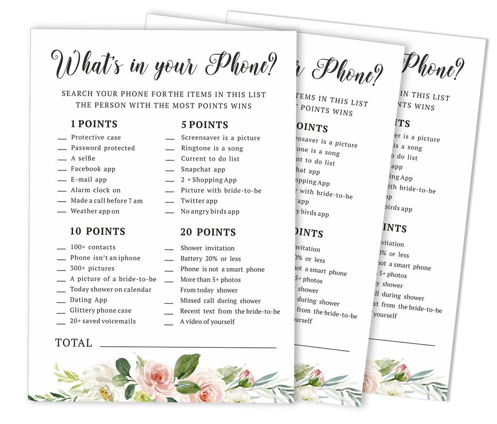 Inkdotpot 50A Floral Brunch & BubblyA BingoA GameA CardsA For Bridal Wedding Shower Bachelorette Party Bulk Blank Square Fill In Gift