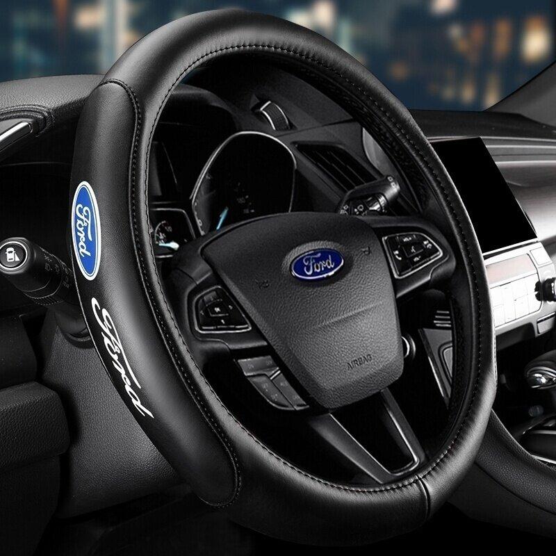 fypaj3 Ford leather Car steering wheel Cover For ford focus Mondeo Fiesta Transit Explorer F-150 Ranger Kuga Edge Fusion MK2 MK3 Car