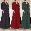 Women Button Long Shirt Dress Loose Casual Turn Down Collar Long Sleeve Floral Print Dress