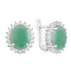 Серебряные серьги с натуральным изумрудом 6.706ct, фианитами (2163404)