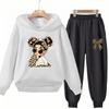 Leopard Print Bow Children's Hoodies Suit Suitable Age 3-12 Girls Coat Toddler Long Sleeves Leisure Print Autumn Clothing