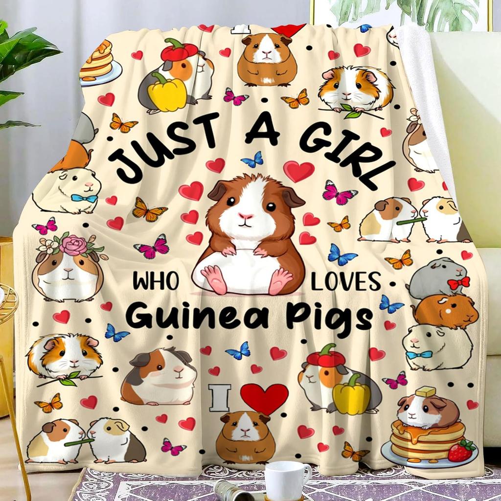 Guinea Pig Blanket Hamster Animal Throw Blankets Plush Cozy Flannel Ultra Soft Fuzzy Funny Party Blanket Gifts for Girls Women