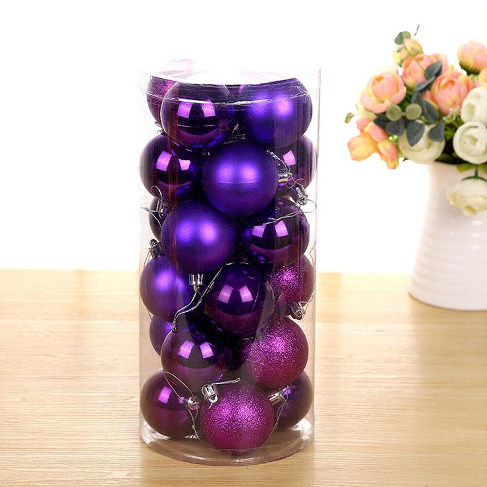 8 СМ 24 ШТ. Рождественские Подвесные Шаровые Украшения Небьющиеся Рождественские Елочные Украшения Комплект Рождественские Украшения Шары для Праздника Свадьбы Декор