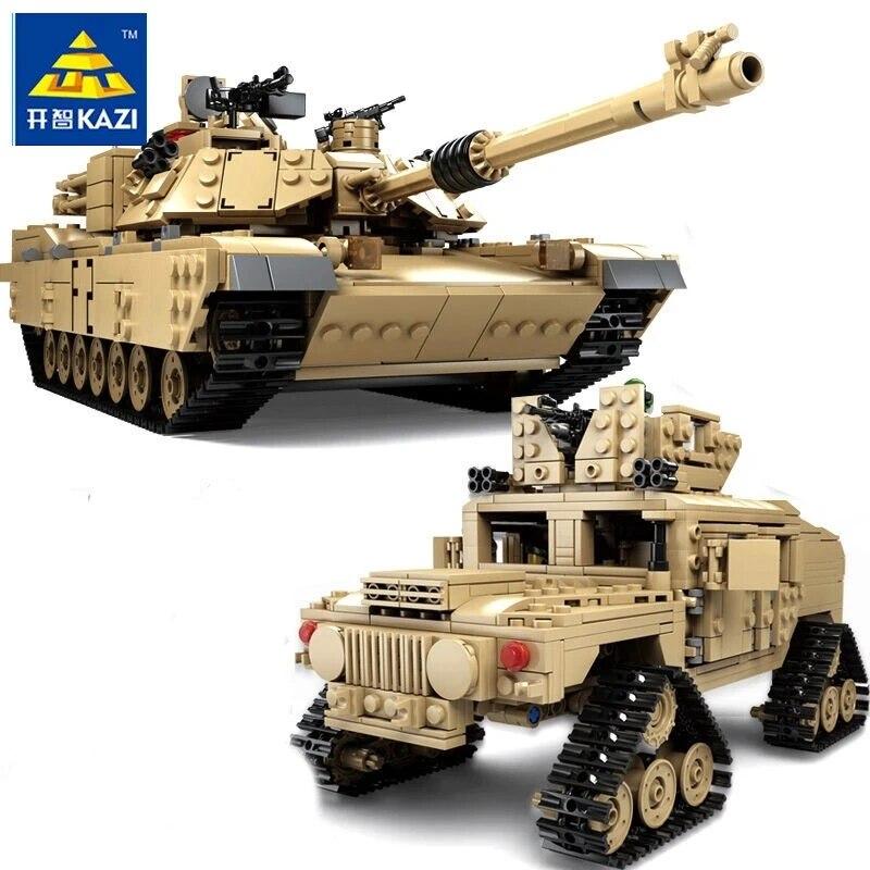 KAZI Тематические строительные блоки танка 1463 шт. строительные блоки M1A2 ABRAMS MBT KY10000 1 смена 2 модели игрушечных танков игрушки для детей
