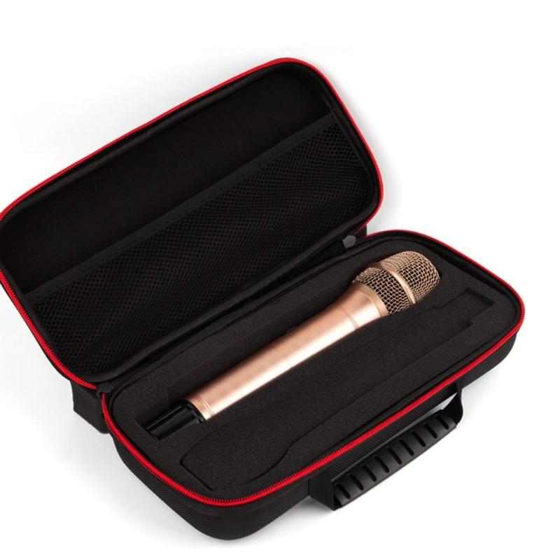 Microphone Travel Storage Bag, Double Mic Protective Storage Box Shockproof Carry Case with Nonslip Rings Sponge Cover