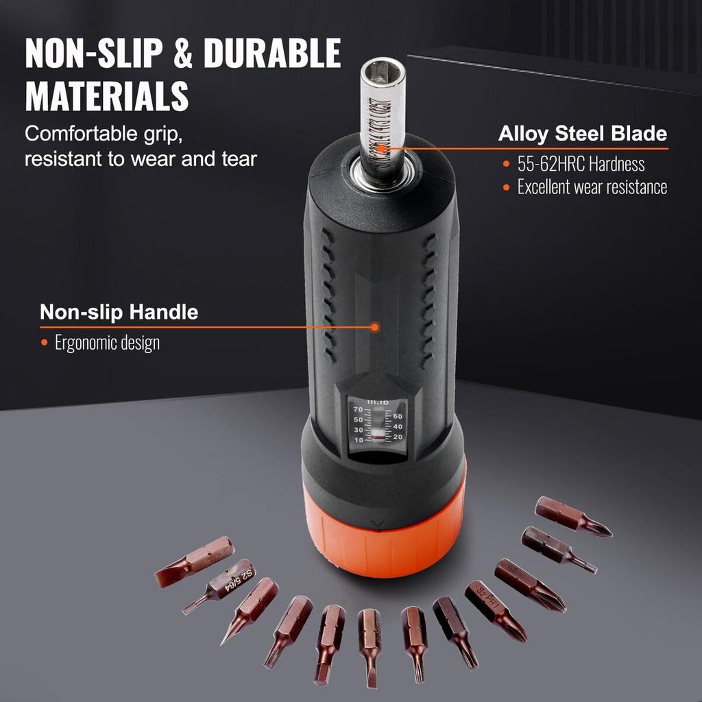 Torque Screwdriver 1/4" Range 10-70 in/lb w/ 1 in-lb Increment View Window