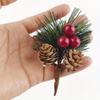 10 Pieces of Simulated Pine Cone Red Berry Cuttings Decoration Ornaments Pine Needle Mini Christmas Tree Accessories