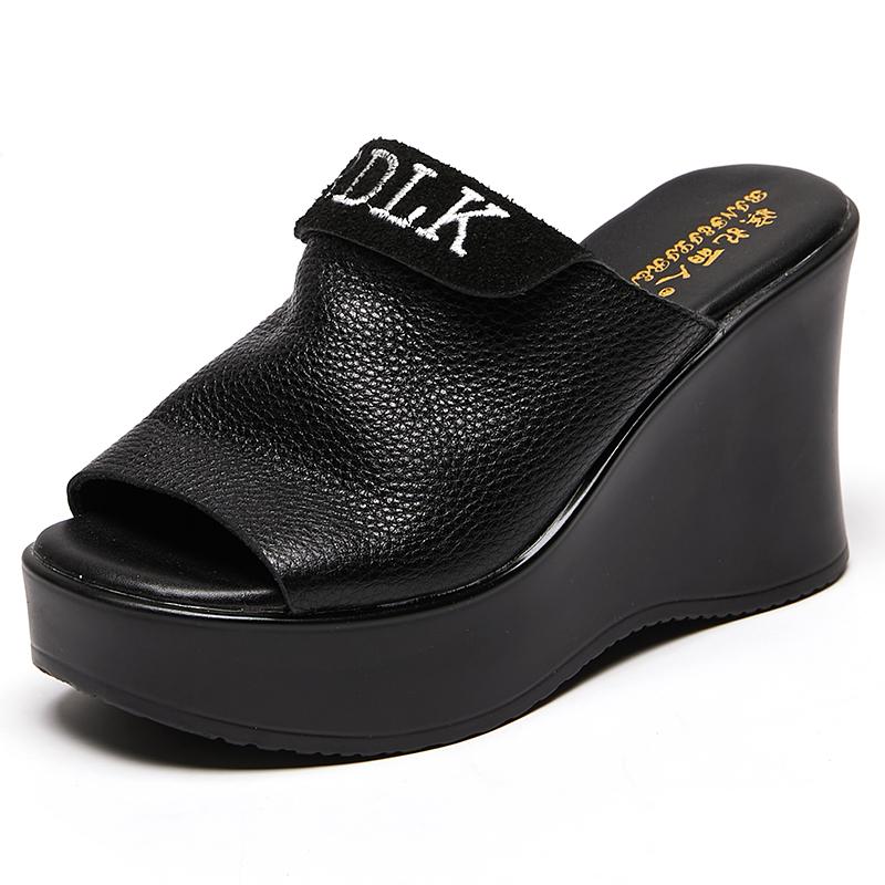 Модные GKTINOO 2025 Ретро Шлепанцы Обувь из Натуральной Кожи Ручной Работы Слайды Женские Шлепанцы С Открытым Носком Платформа Клиновидная Подошва Сабо Для Женщин