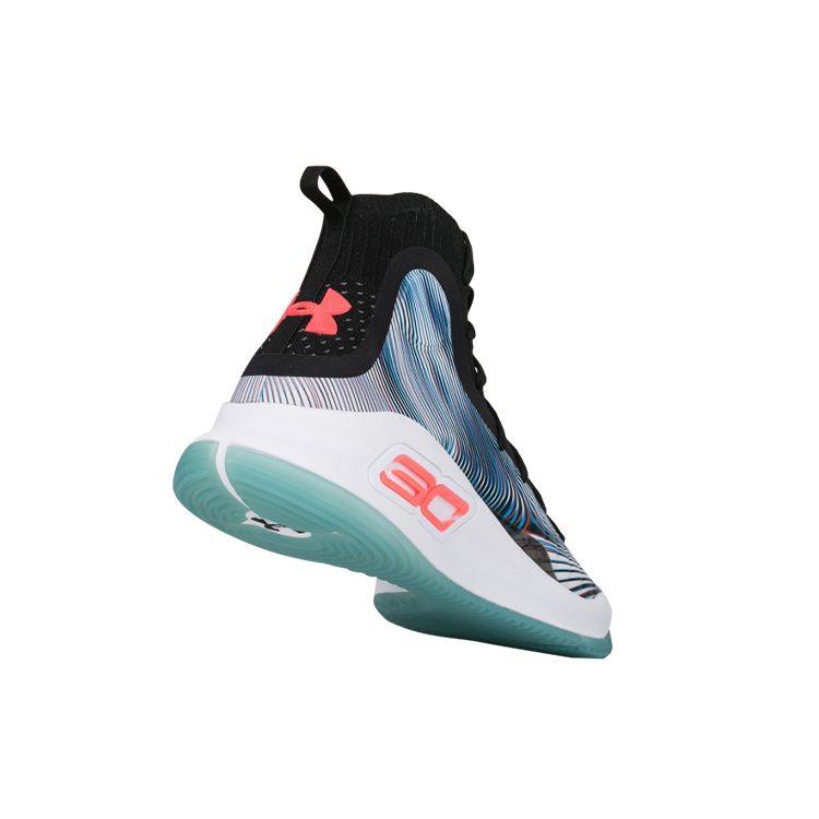 Under Armour Кроссовки Curry 4 Curry 4 Устойчивые к истиранию Высокие Детские Баскетбольные Кроссовки Черно-белые 1295995-008