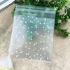 100 PCS Gift Cookie Hot Seal OPP Self Adhesive White Dots Plastic Packaging Bag