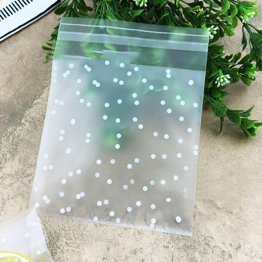 100 PCS Gift Cookie Hot Seal OPP Self Adhesive White Dots Plastic Packaging Bag