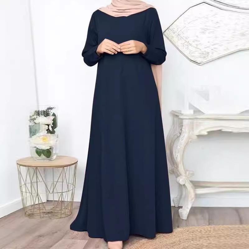 Женское платье больших размеров, осеннее, новое, однотонное, с длинными рукавами, повседневное, удобное, модное, свободное