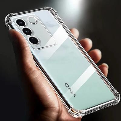 Утолщенный противоударный прозрачный мягкий чехол для телефона TPU с подушкой безопасности для Vivo V27 5G Прозрачная задняя крышка для чехлов V 27 Funda 6,78"