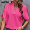 Женская футболка, летняя рубашка с v-образным вырезом, темпераментные модные топы без бретелек с короткими рукавами