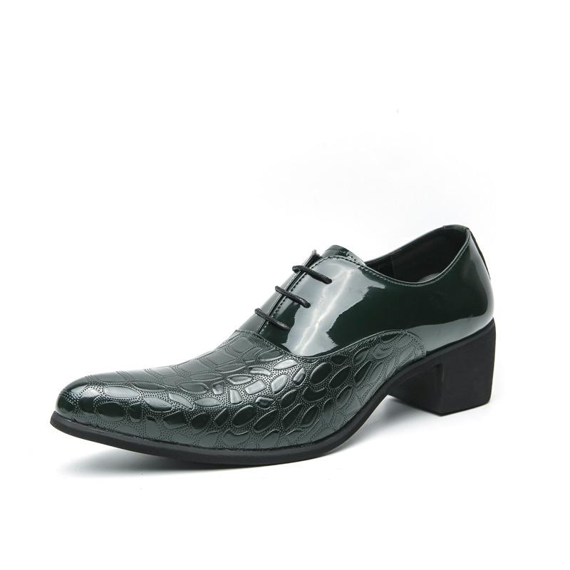 Luxury Golden Man Patent Leather Shoes Big Size 46 Height-increasing High-heel Dress Shoes Men Pointed Toe Formal Shoes for Men