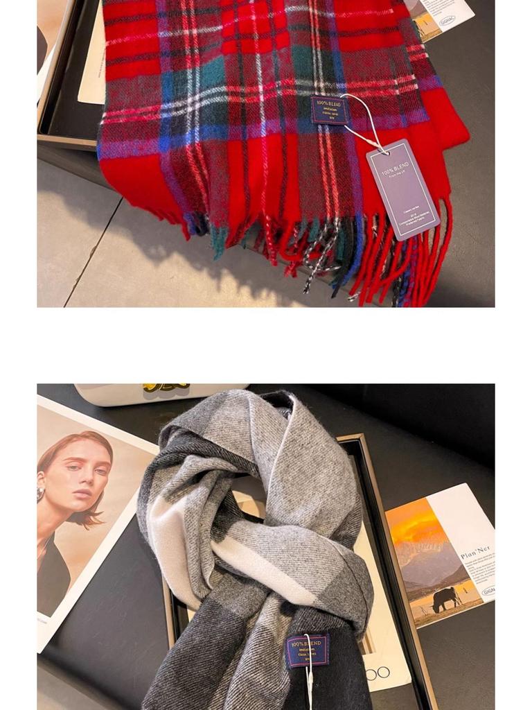 Женский классический британский стиль Черно-белый клетчатый шарф, зимний шаль из искусственного кашемира, двусторонний дизайн в клетку «шахматная доска» для пар