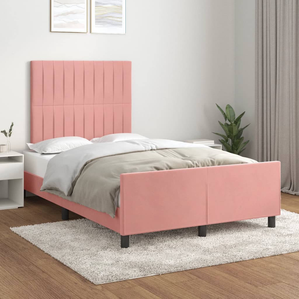 Pink Bed Frame without Mattress 120 x 190 cm Velvet