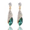 Women Earrings Delicate Exquisite Droplet Shape Zinc Alloy Artificial Diamond Green Earrings Women