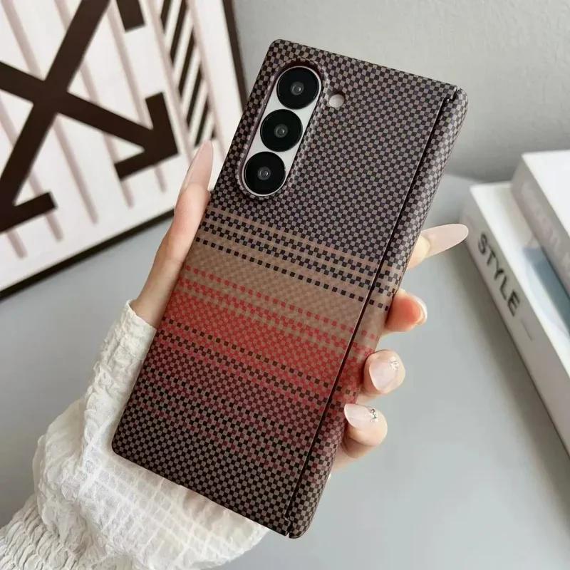 Роскошный чехол с текстурой карбона для Samsung Galaxy Z Fold 7 6 5, невидимый, с магнитной беспроводной зарядкой, противоударный защитный чехол