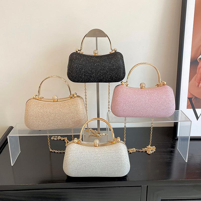 Fashion Chain Handbag, Banquet Bag, Shoulder Crossbody Small Square Bag, Unique Hand Carry Gold Bag