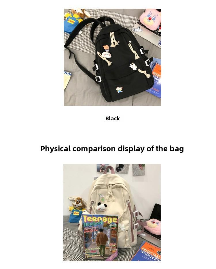 Рюкзак Harajuku в корейском стиле для девочек — большая вместимость, однотонный цвет, идеально подходит для старшеклассников и учащихся младших классов.