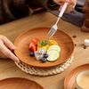 Cross Border Wood Grain Round Plate Dish Plate for Home Fruit Dessert Coffee Cake Plastic Tray
