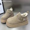 Fur Platform Women Ankle Boots Suede Flats Fashion Casual Shoes Woman 2025 Trend Winter Designer Walking Cozy Snow Botas Mujer