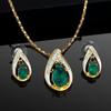 Fashion Drop Shape Pendant Set with Gold and Rhodium Plated and Emerald Stone for Women/Girls