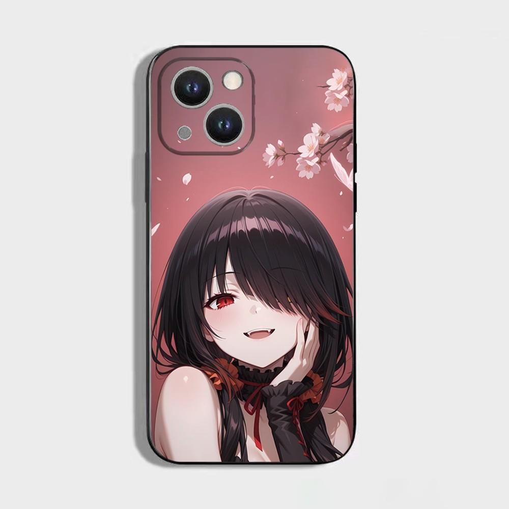 Токисаки Куруми Date a live 1 Чехол для телефона Для iPhone 16 15 Plus 14 13 Pro Max 12 Mini 11 X XS XR 7 8 8Plus Черный Мягкий Чехол для телефона