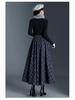Plaid Drapey A-line Elastic Waist Pleated Midi Skirt - 2025 Winter Slimming Edition